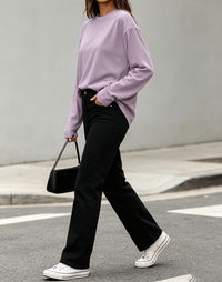 Women's Oversized Crew Neck Long Sleeve T-Shirt, Loose Casual Basic Top for Workout & Daily Fall Outfits