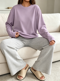 Women's Oversized Crew Neck Long Sleeve T-Shirt, Loose Casual Basic Top for Workout & Daily Fall Outfits